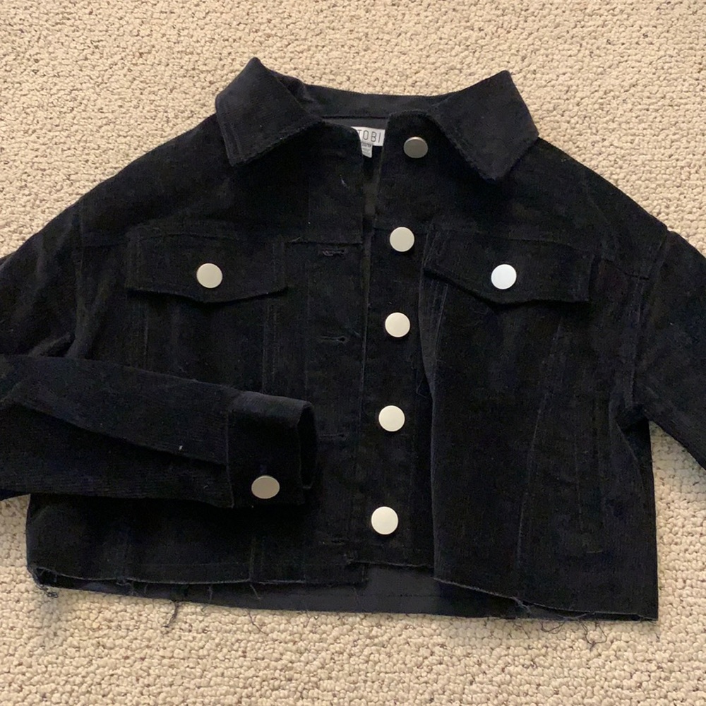 Black Cropped Corduroy Jacket (Size XS)